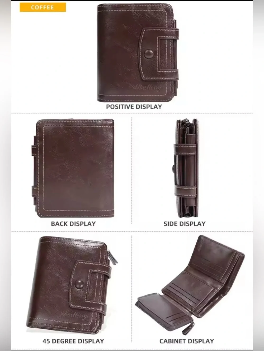 Brown Leather Men's Wallet with Snap Closure